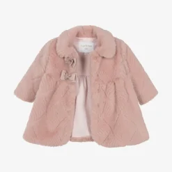 Baby Girls Pink Faux Fur Coat