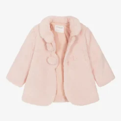 Baby Girls Pink Faux Fur Coat