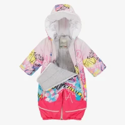 Baby Girls Pink Graffiti Print 2-in-1 Snowsuit