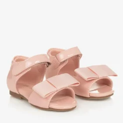 Baby Girls Pink Leather Bow Sandals