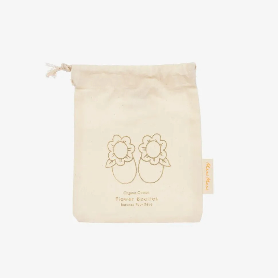 Baby Girls Pink Organic Cotton Flower Booties