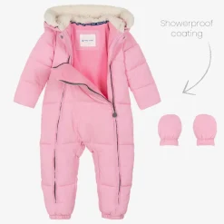 Baby Girls Pink Puffer Snowsuit
