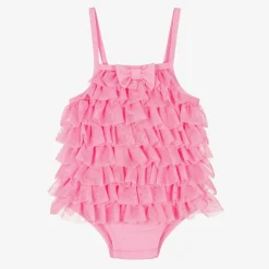Baby Girls Pink Tulle Frill Swimsuit (UPF50+)