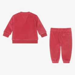 Baby Girls Pink Velour Tracksuit