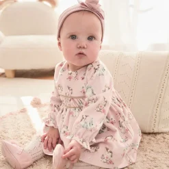 Baby Girls Pink Velvet Bunny Dress