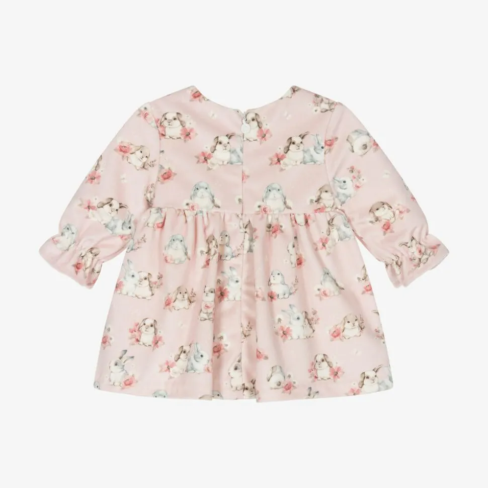 Baby Girls Pink Velvet Bunny Dress