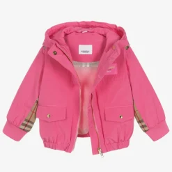 Baby Girls Pink Vintage Check Hooded Jacket