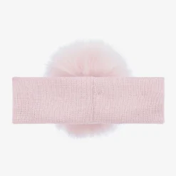 Baby Girls Pink Wool Knit Pom-Pom Headband