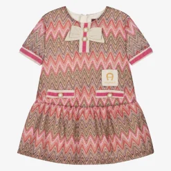Baby Girls Pink Zigzag Weave Dress