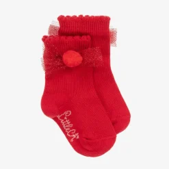 Baby Girls Red Cotton Knit Socks