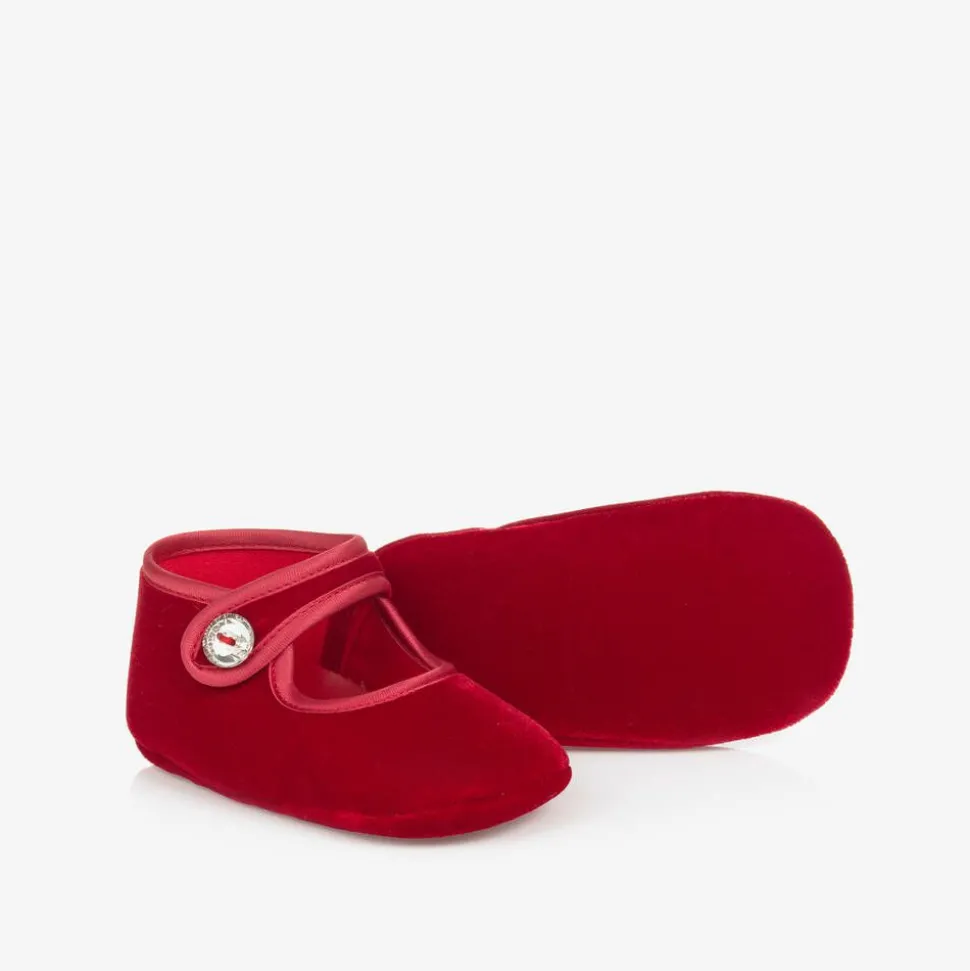 Baby Girls Red Velvet Pre-Walker Shoes