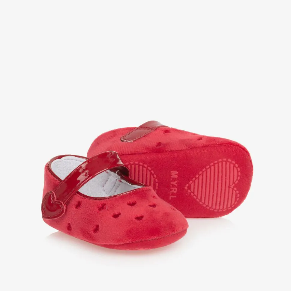 Baby Girls Red Velvet Pre-Walker Shoes