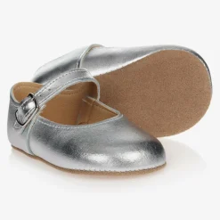 Baby Girls Silver Leather Pre-Walker Shoes