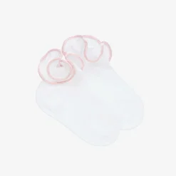 Baby Girls White & Pink Ruffle Socks