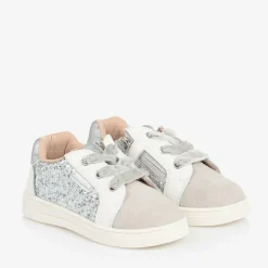 Baby Girls White & Silver Leather Trainers