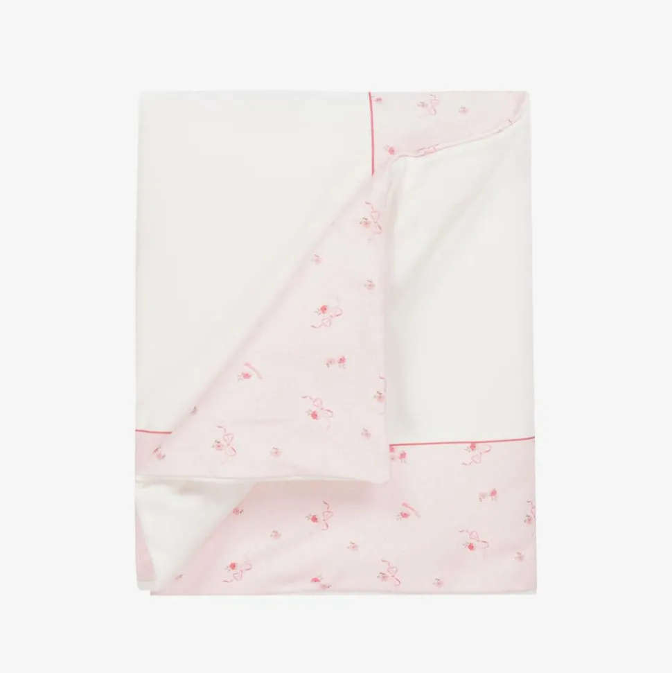 Baby Girls White & Pink Cotton Blanket (87m)