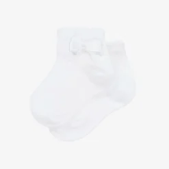 Baby Girls White Bow Socks