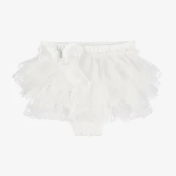 Baby Girls White Cotton Bloomer Shorts