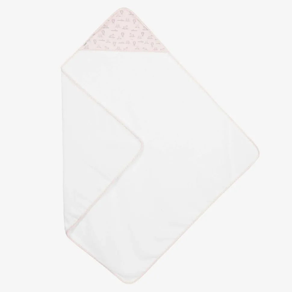 Baby Girls White Cotton Hooded Towel (100cm)