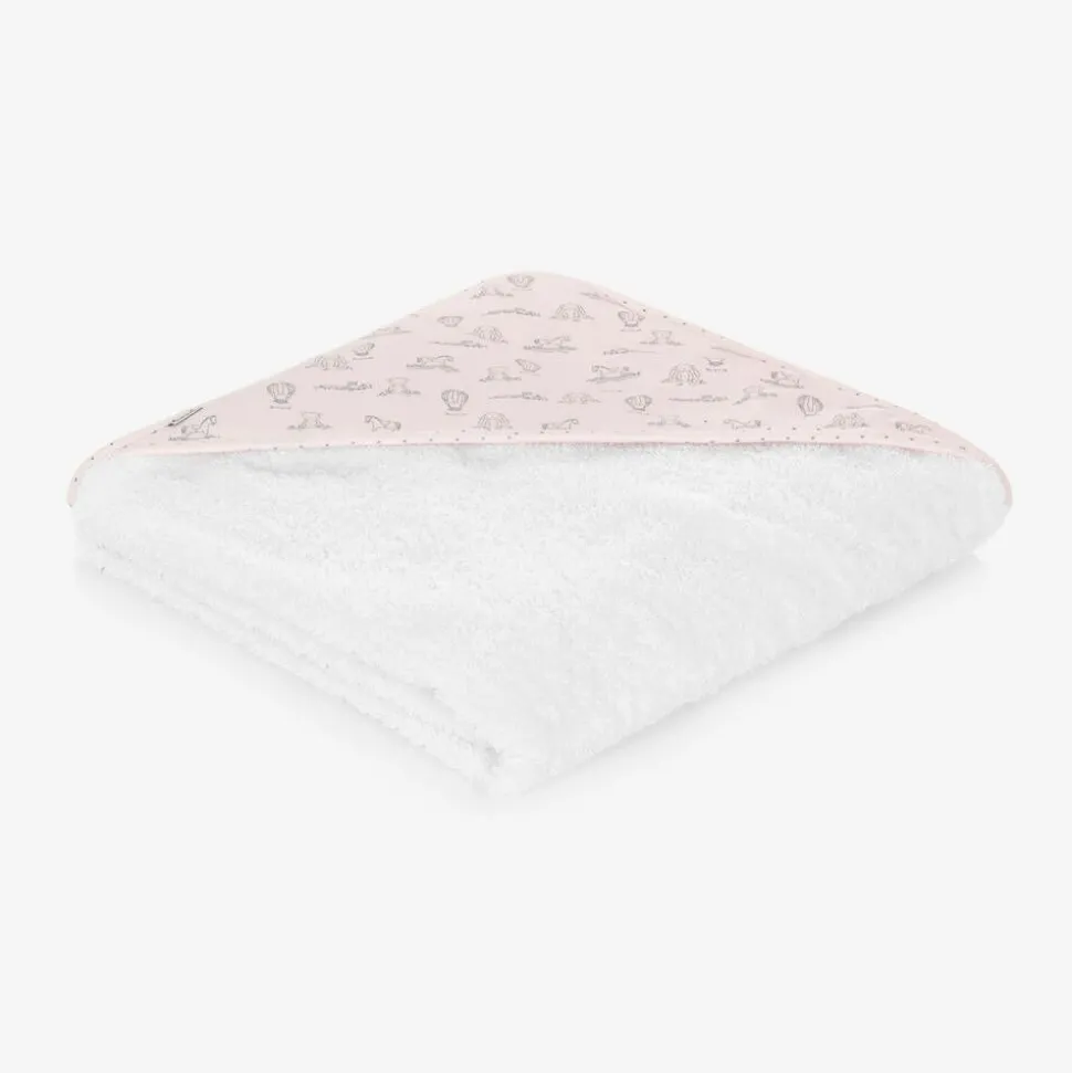 Baby Girls White Cotton Hooded Towel (100cm)