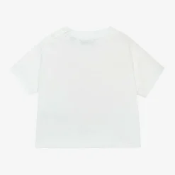 Baby Girls White Cotton Rose T-Shirt