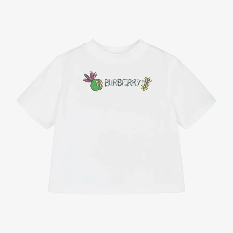 Baby Girls White Cotton T-Shirt