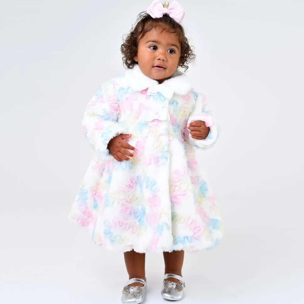 Baby Girls White Faux Fur & Tulle Coat