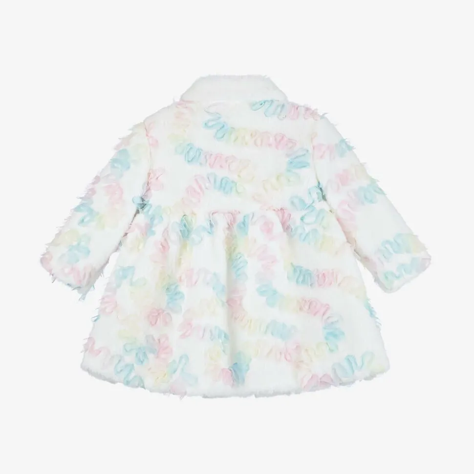 Baby Girls White Faux Fur & Tulle Coat