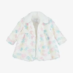 Baby Girls White Faux Fur & Tulle Coat