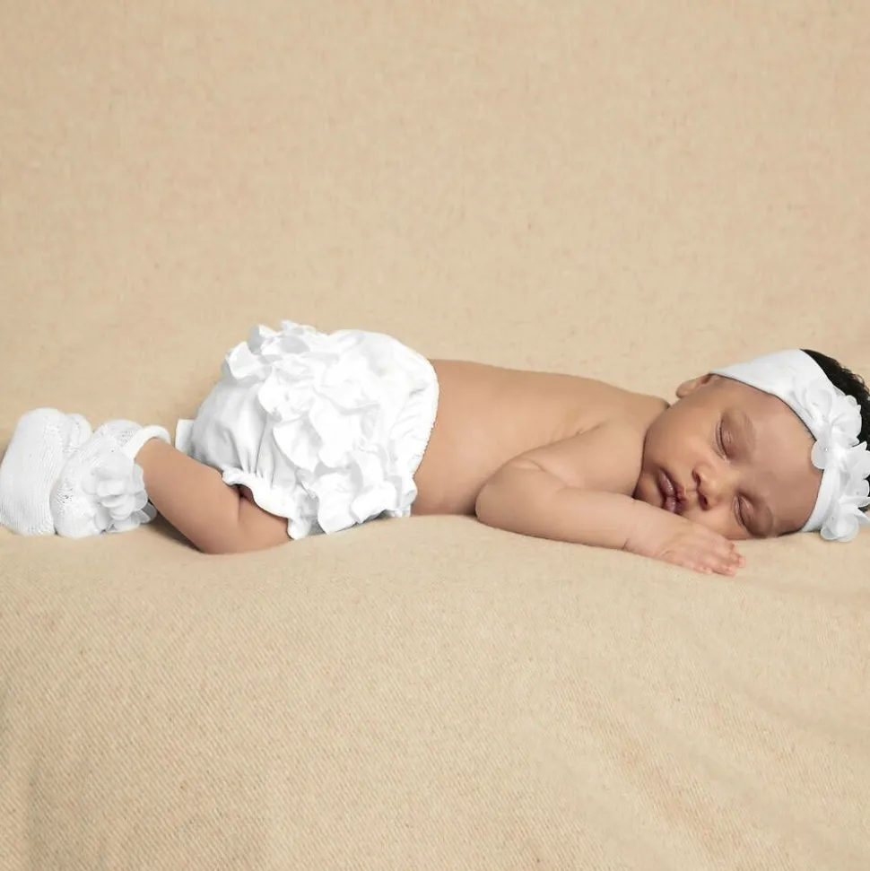 Baby Girls White Frilly Pants