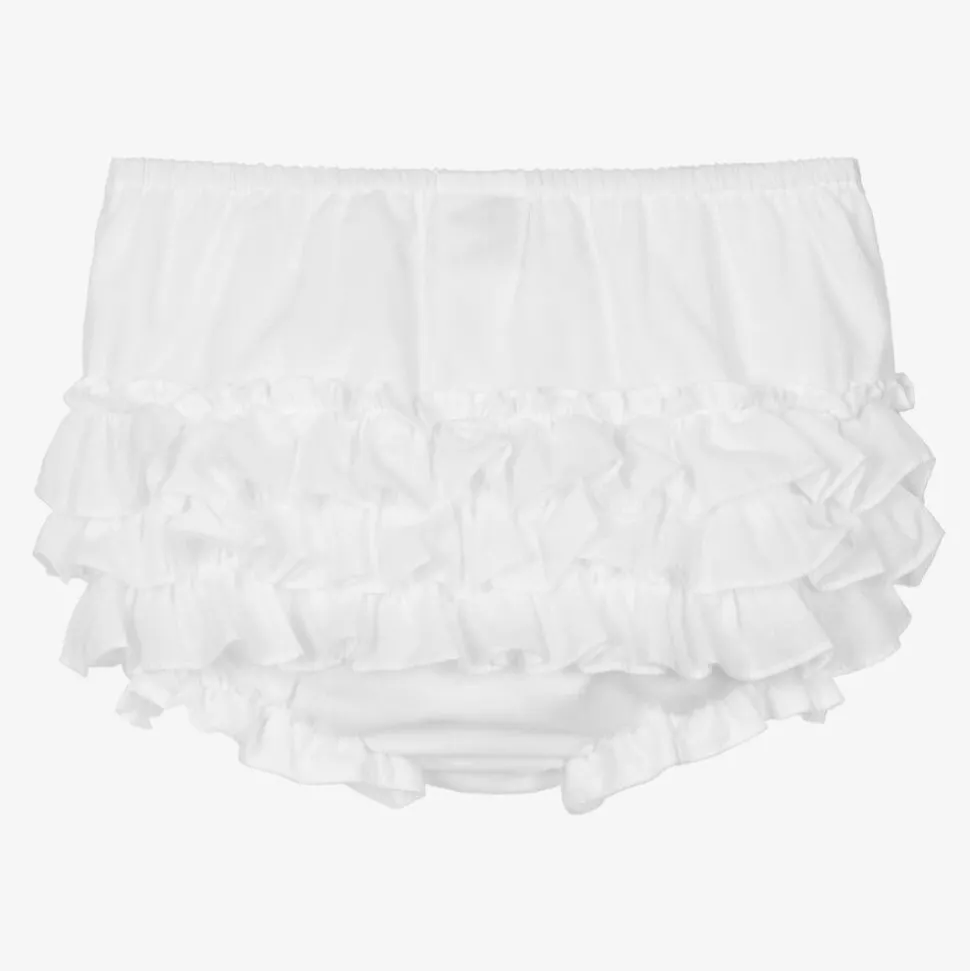 Baby Girls White Frilly Pants