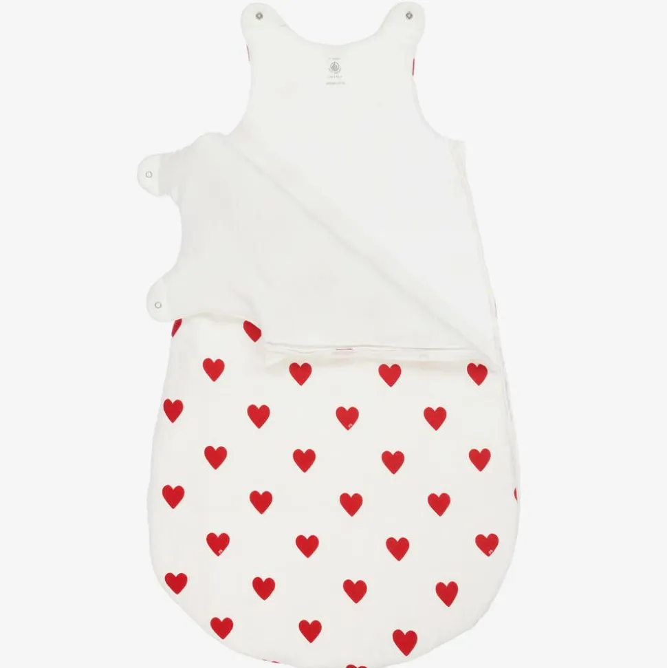 Baby Girls White Hearts Sleeping Bag