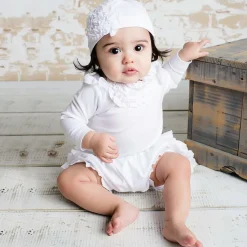 Baby Girls White Pima Cotton Hat