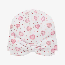 Baby Girls White Pima Cotton Heartfelt Hearts Hat