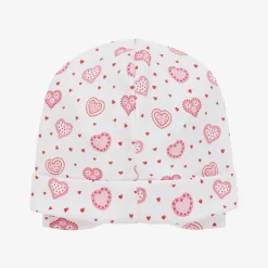 Baby Girls White Pima Cotton Heartfelt Hearts Hat