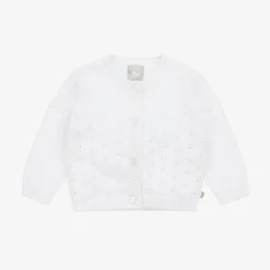 Baby Girls White Pointelle Cardigan