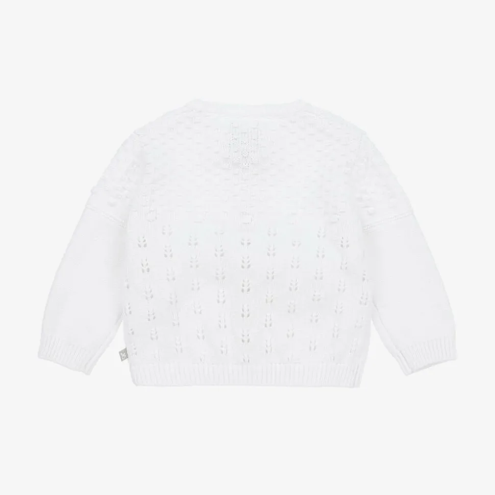 Baby Girls White Pointelle Cardigan