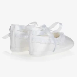 Baby Girls White Silk Shoes