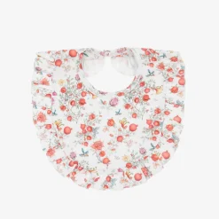 Baby Girls White Supima Cotton Pomegranate Bib