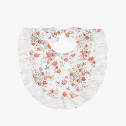 Baby Girls White Supima Cotton Pomegranate Bib