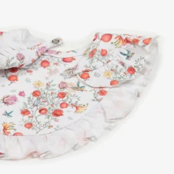 Baby Girls White Supima Cotton Pomegranate Bib