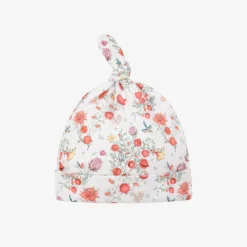 Baby Girls White Supima Cotton Pomegranate Hat