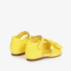 Baby Girls Yellow Leather Bow Sandals