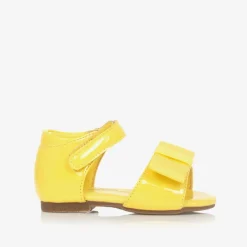 Baby Girls Yellow Leather Bow Sandals