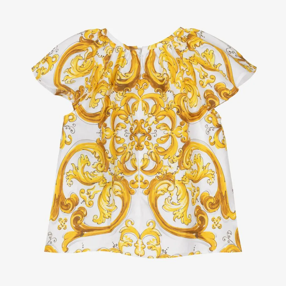 Baby Girls Yellow Majolica Print Cotton Blouse