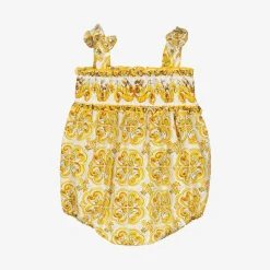 Baby Girls Yellow Majolica Print Cotton Shortie