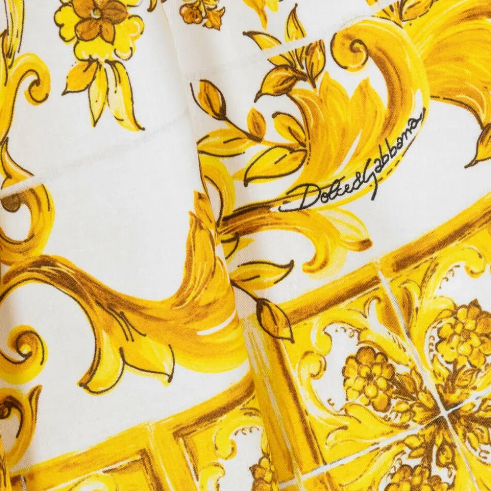 Baby Girls Yellow Majolica Print Cotton Dress