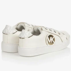 Baby White & Gold Logo Trainers
