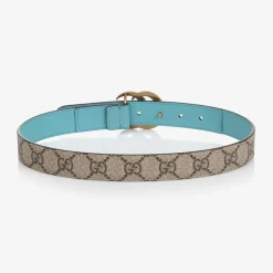 Beige & Blue GG Logo Belt