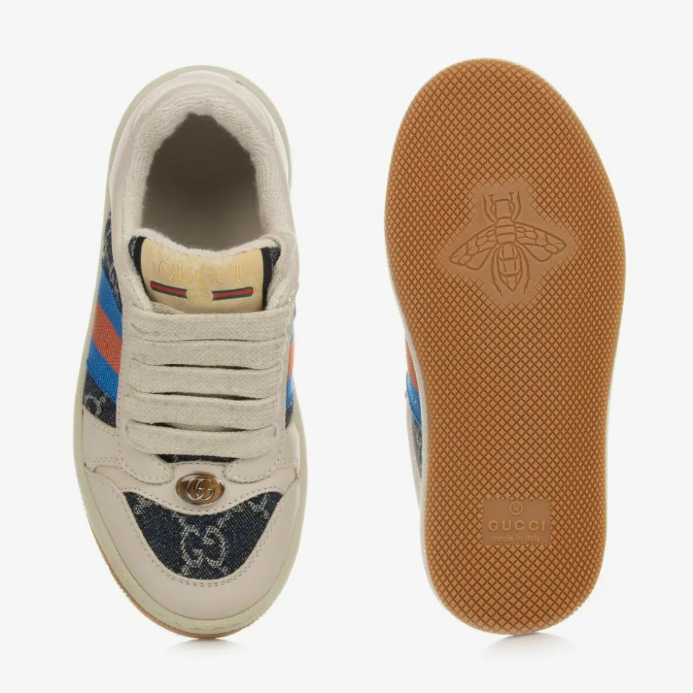 Beige & Blue Screener Trainers